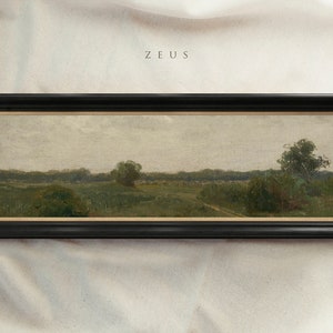 Panoramic Vintage Framed Wall Art, 10x30 inch, 8x24 inch, 12x36 inch, Wide Landscape Painting, Antique Framed Decor, Housewarming Gift #166