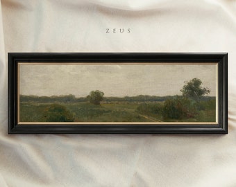 Panoramic Vintage Framed Wall Art, 10x30 inch, 8x24 inch, 12x36 inch, Wide Landscape Painting, Antique Framed Decor, Housewarming Gift #37