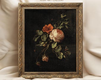 Framed Vintage Floral Art Print: Antique Botanical Still Life #265