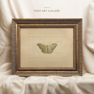 Vintage Art Framed, Butterfly Drawing, Antique Sketch, Vintage Nursery Prints, Ornate Gold Framed, Vintage Decor, Housewarming Gift #88