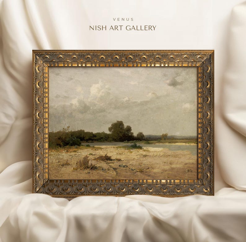 Framed Landscape Painting Print: Antique Farmhouse Wall Decor #65 VENUS