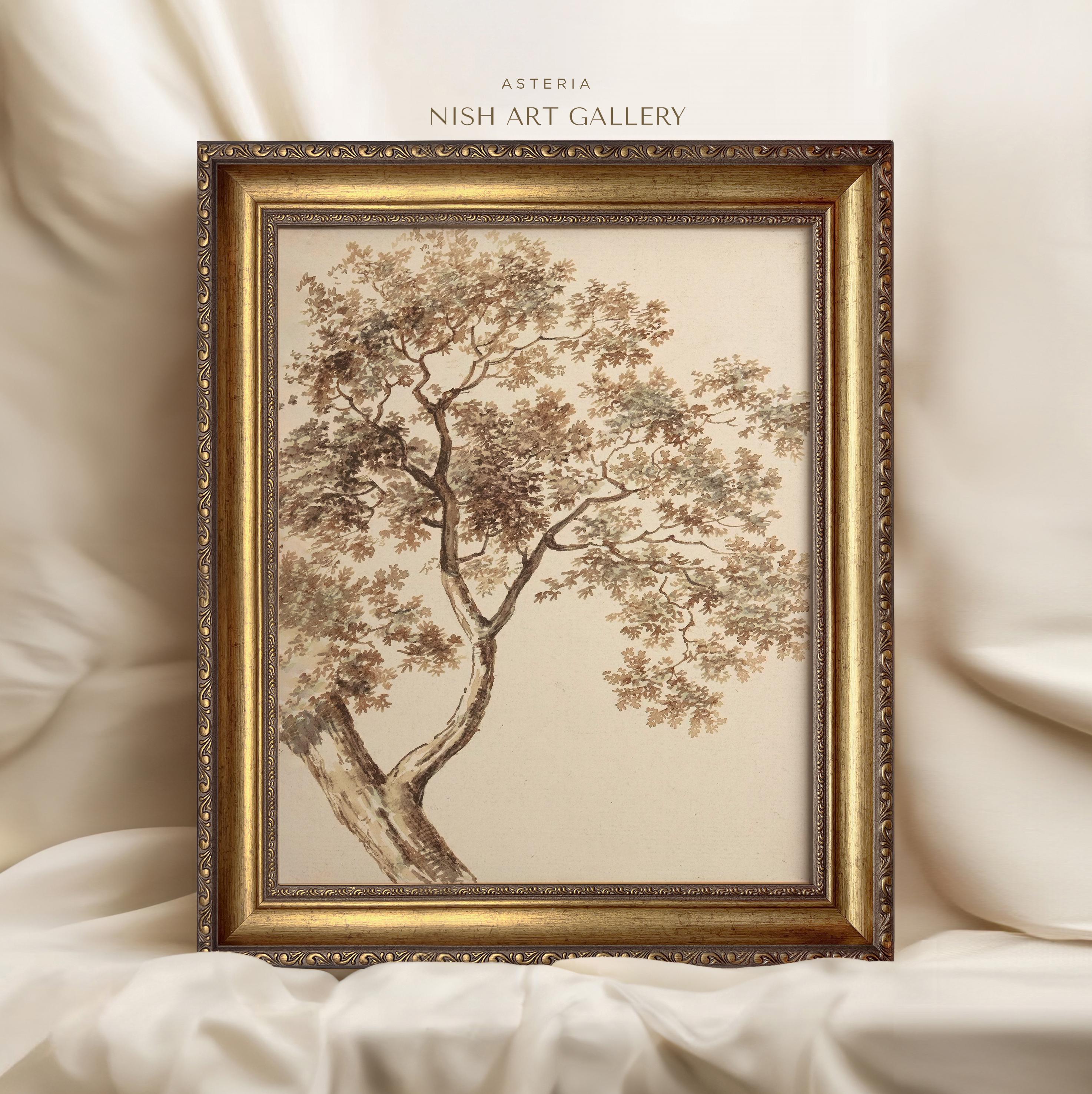 Framed Tree Sketch Print: Vintage Landscape Wall Art #106 - Etsy