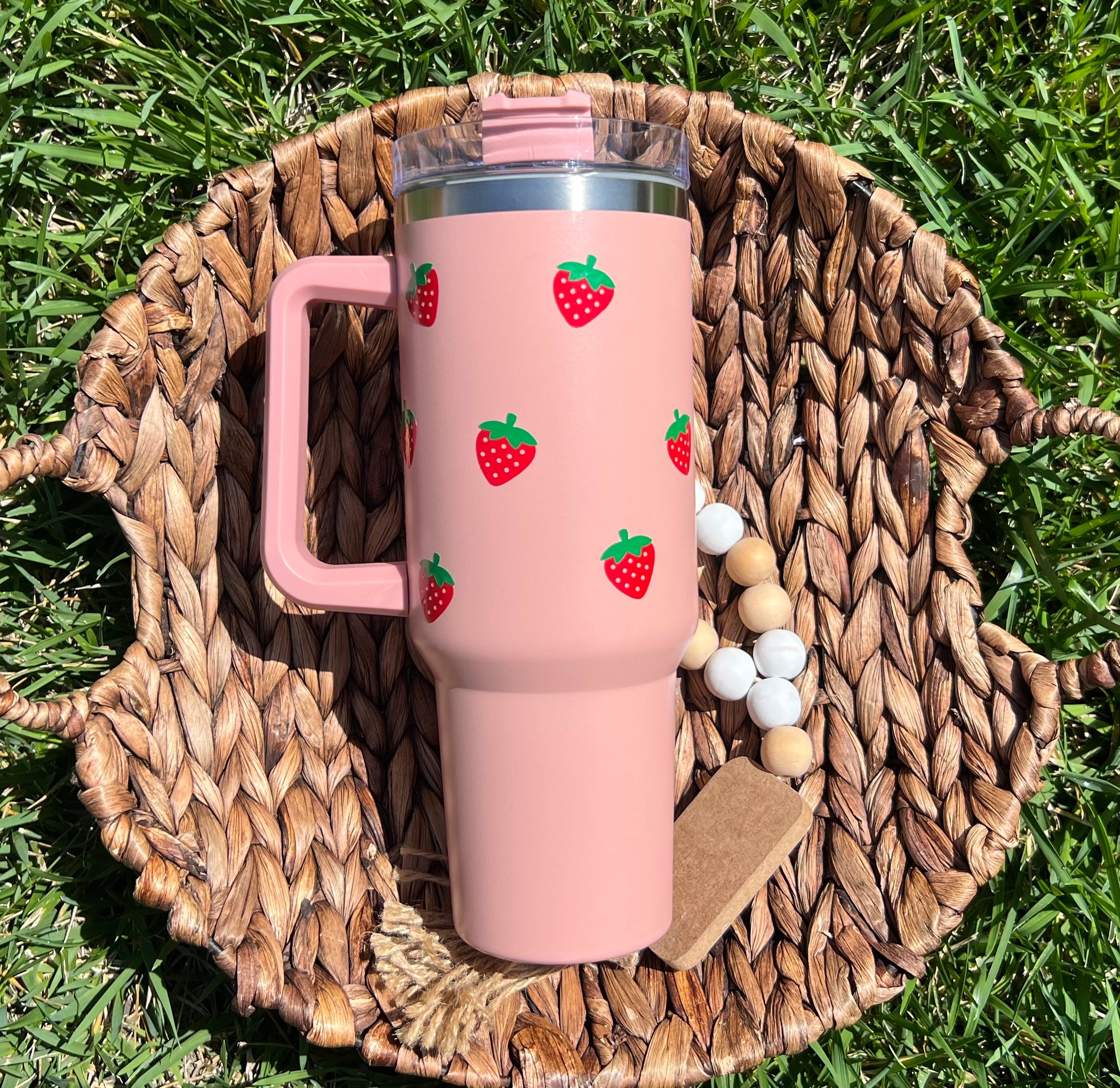 Red & Pink Strawberry Stanley Cup Straw Cover