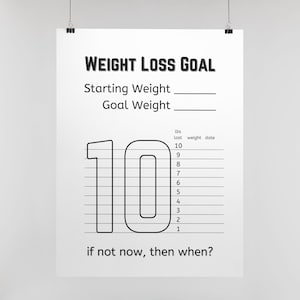 Printable Weight Loss Tracker, 10 lbs, Weight Loss Goal Tracker, Digital Download, Print at Home
