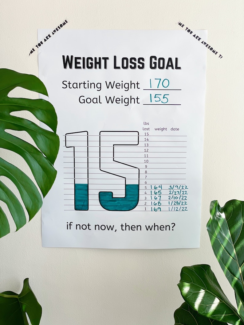 Printable Weight Loss Tracker, 35 Lbs, Weight Loss Goal Tracker