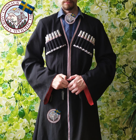 Black Cossack Chokha Traditional Coat Men's Dress Costume - Etsy