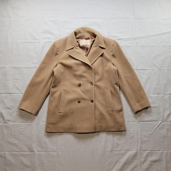 Vintage Pendleton tan wool overcoat double breast… - image 1