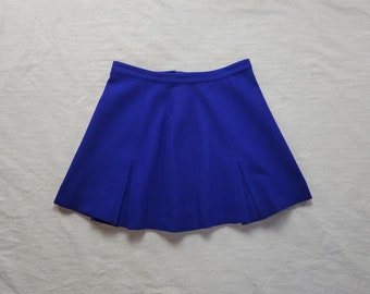 Vintage 60s 70s pleated mini skirt blue academic