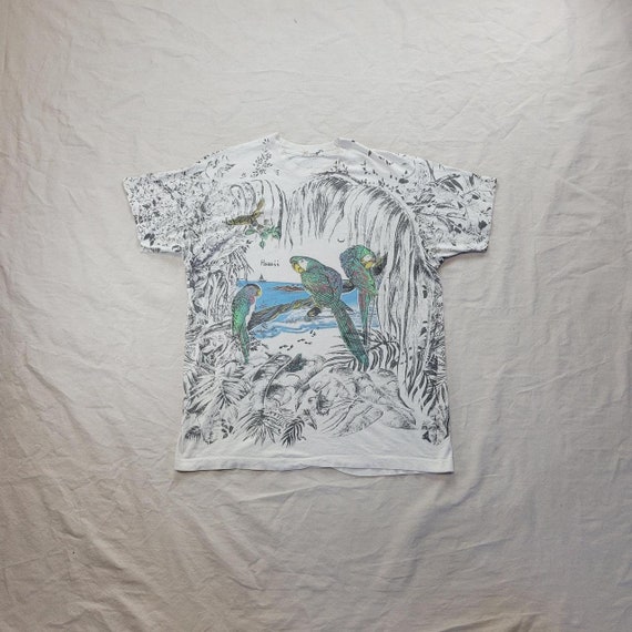 Vintage 90s all over print graphic t-shirt parrot… - image 1