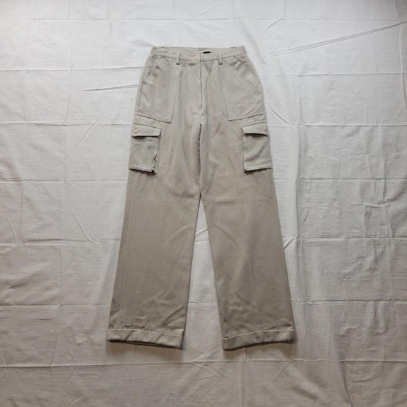Vintage 80s cargo pants slacks high waisted wide … - image 1