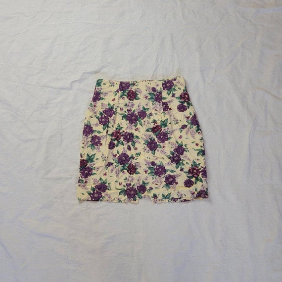 Tuscany Blue Fur Vest Ivory LS Tee & Vintage Floral Skirt Set main image 0