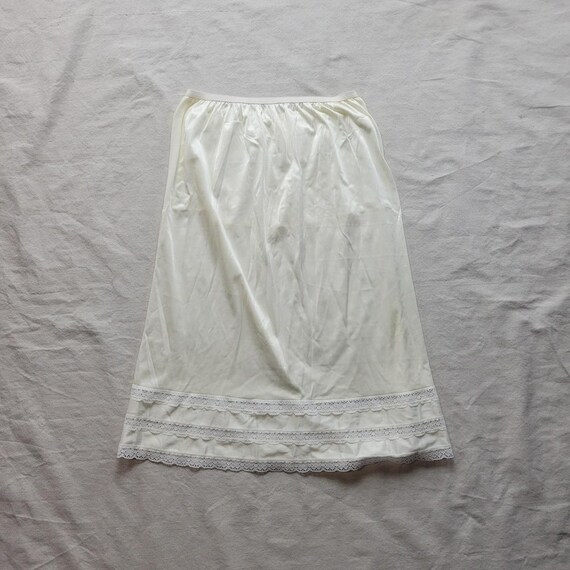 Vintage 60s 70s cream slip skirt lingerie lace - image 6