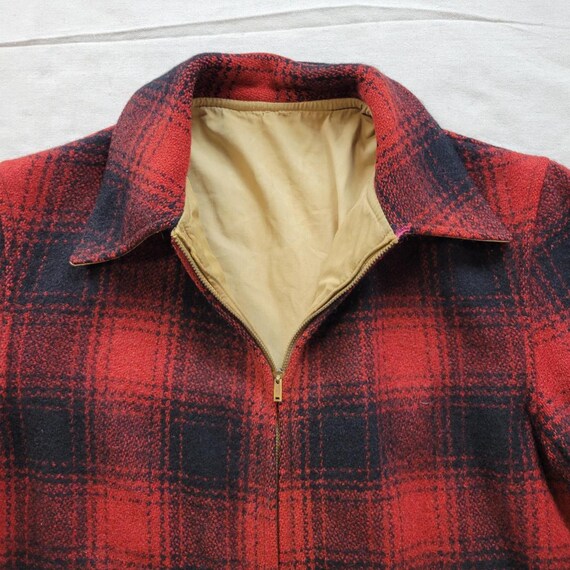 Vintage 50s zip up wool plaid jacket - image 2