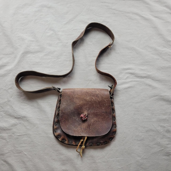 Vintage leather bag 70s hippie boho retro hipster - image 1