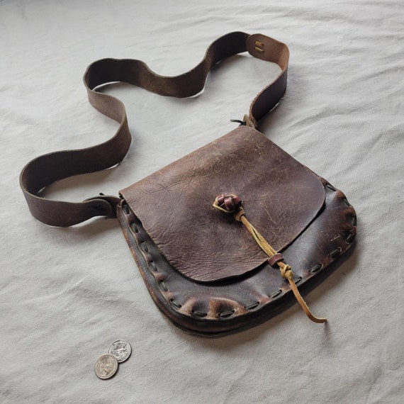 Vintage leather bag 70s hippie boho retro hipster - image 5