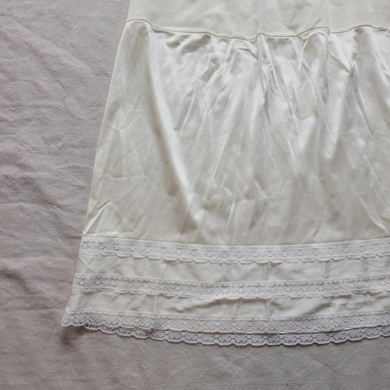 Vintage 60s 70s cream slip skirt lingerie lace - image 2