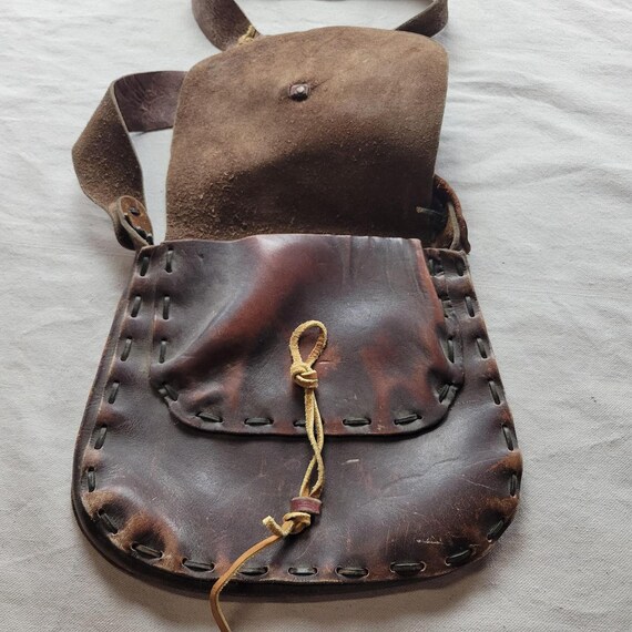 Vintage leather bag 70s hippie boho retro hipster - image 7