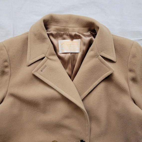 Vintage Pendleton tan wool overcoat double breast… - image 2