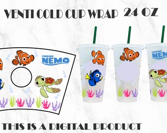 Wrap Nemo SVG, Wrap Venti Cold Cup, Wrap 24 Oz, Wrap Doris Png, Wrap ClipArt, Marlin Cut File