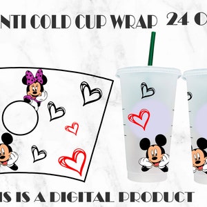 Wrap Mickey Svg, Wrap Love Png, Wrap Heart Svg, Wrap Venti Cold Cup, Wrap Mouse Svg, Wrap 24Oz