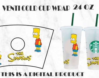 Avvolgi Bart Svg, Avvolgi Simpsons Svg, Bart ClipArt, File di taglio Simpsons, Avvolgi 24Oz