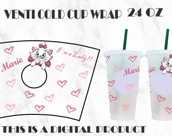 Wrap Svg, Wrap Marie Svg, Wrap Venti Cold Cup, 24Oz, Marie Svg, Wrap ClipArt, Wrap Cut File