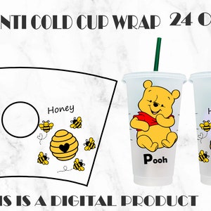 Wrap Winnie Svg, Wrap Pooh Svg, Wrap Venti Cold Cup, Wrap 24Oz Svg, Pooh Clipart, Winnie Plotterdatei