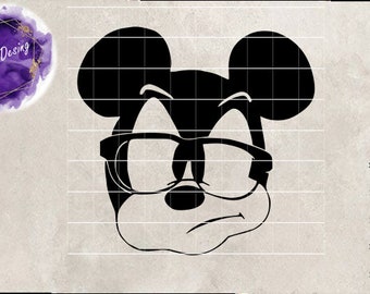 Mickey Svg, Mickey With Glasses Svg, Angry Mickey Svg, Mickey ClipArt, Mickey Cut File, Mouse Svg, Mickey Png, Angry Mickey Dxf, Eps, Pdf