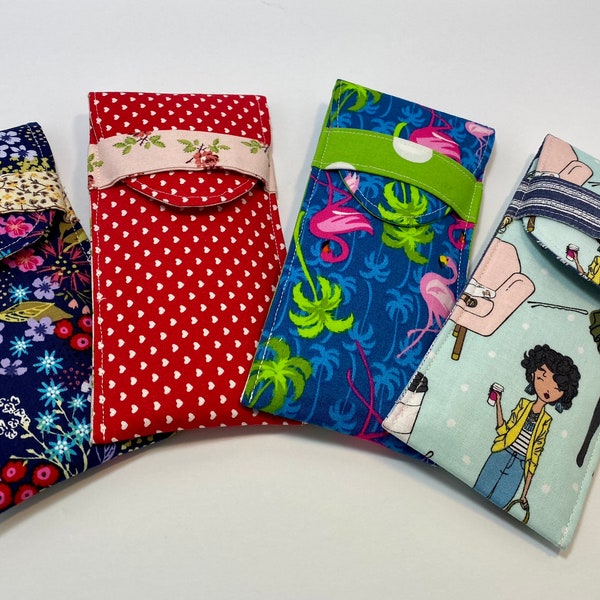 Beyond Cute. Eyeglass case with closure/flaps. 2 fabric coordinates. Perfect gift for any occasion or just for you.