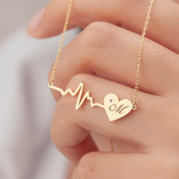 Herzschlag Halskette, Zarte EKG/EKG Anhänger Halskette, Liebesgeschenk, Valentinstag, personalisierte Herzschlag Schmuck, erste Halskette