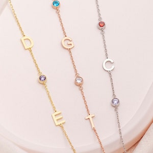 Birthstone Necklace , Personalized Initial Necklace, Dainty Family Birthstone Necklace , Mother&#39;s Day Gift, Perfect Gift for Her