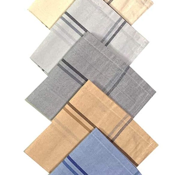 Mouchoir uni/solide en coton de qualité supérieure multicolore pour hommes, ensemble de mouchoirs en coton 6 pièces pour hommes, cadeau de fête des pères, mouchoirs 100% coton