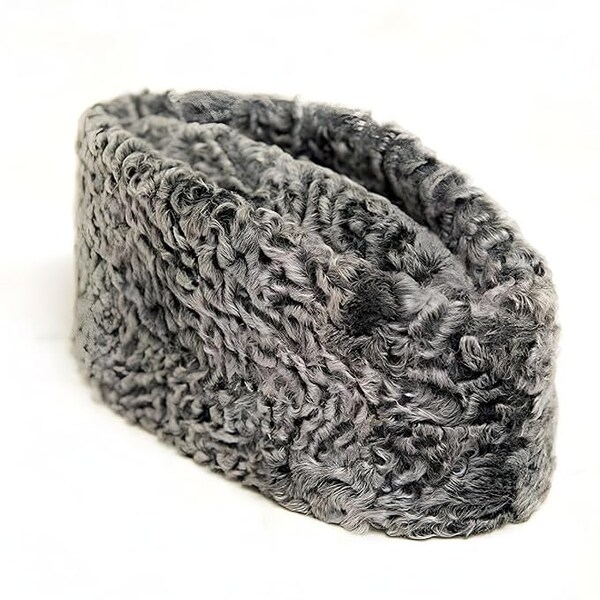 Grey Color Karakul Diplomat Hat for Men, Cold Weather Headgear, Men's Winter Hat, Karakul fur Cap, Unique Men's Cap, Gift for Him Husband