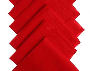 Handkerchief Cotton Men's, Square Red Pocket Rumal, Red Plain Solid Hankies- Mens Handkerchief - Gifts for Father Men, Daily Use Hankey