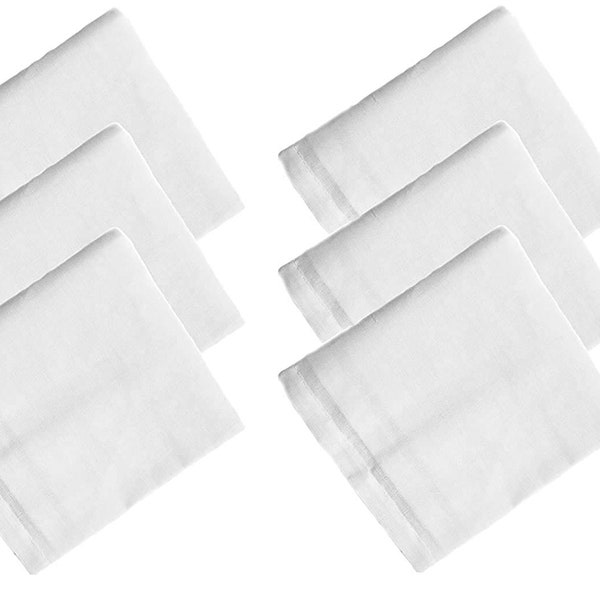 Cotton Men's Rumal, White Handkerchiefs Formal Hanky, 6 Piece Gift Set, Hankey Premium Quality Cotton Hankies For Men and Boys (Pack of 6)