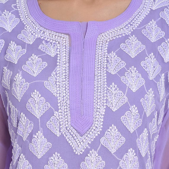 Lavender Lucknow Chikankari Anarkali / Liner Included /FREE SHIPPING - Etsy