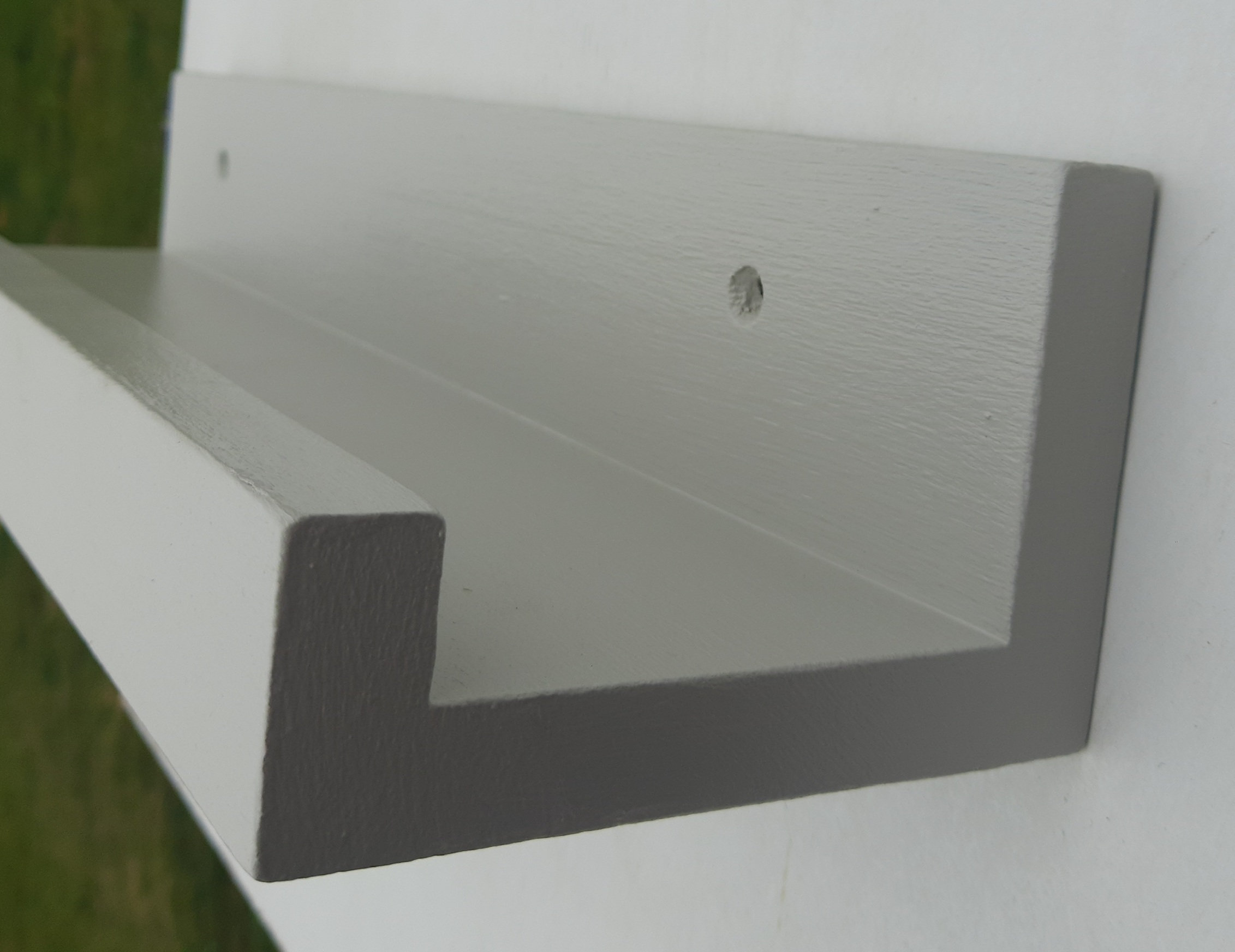 Light Grey Floating Shelf Wooden Picture Rail Handmade From Etsy
