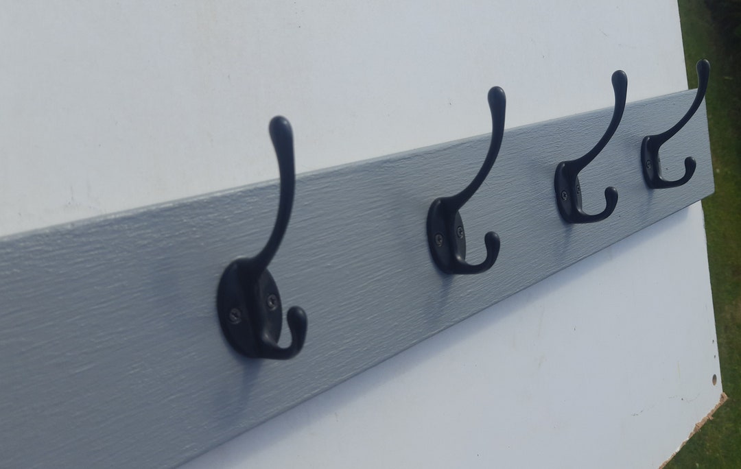 Plummett Oak Coat Rack With Steel Hooks Wood Coat Hanger Etsy