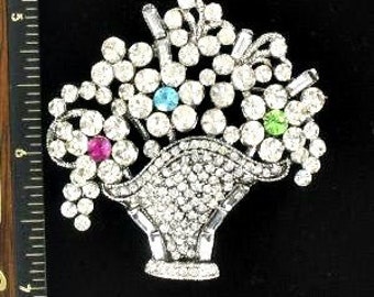 ヴィンテージブローチ 花 アメジスト ビジュー ラインストーン ゴールド