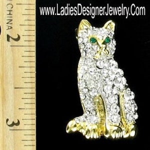 Vintage Crystal Rhinestone Cat Pin Brooch Cats Ladies Fashion Pins Brooch, VintagePinsBrooches, Estate Jewelry For Women