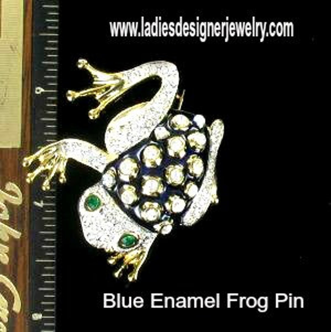 Broche Rétro Grenouille En Résine Jaune – Yeux Cristal – Vintage Années 70/80 – Occasion