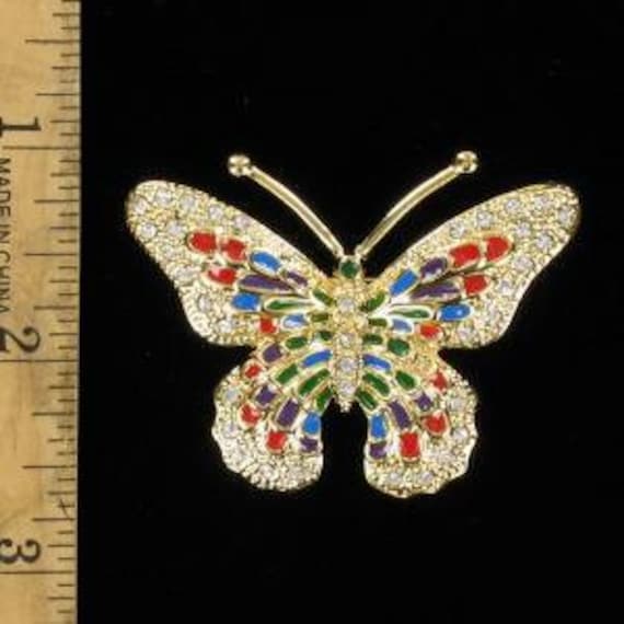 Crystal Diamond Rhinestone Butterfly Designer Pin… - image 1