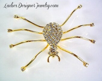 Large Vintage Spider Pin Pave Rhinestone Brooch Jewelry Spiders, VintagePinsBrooches, Spider Brooches Pins, Halloween Pin, Sweater Pin, Vina