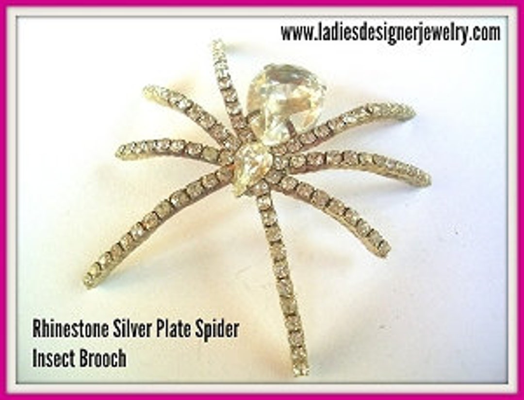 Crystal Rhinestone Huge Spider Designer Pin Brooch, Vintage Pins ...