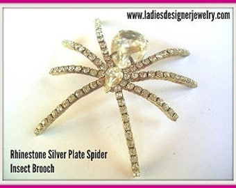 Crystal Rhinestone Huge Spider Designer Pin Brooch, Vintage Pins Brooches, Spider Brooches Pins, Halloween Pin, Sweater Costume Jacket Pin