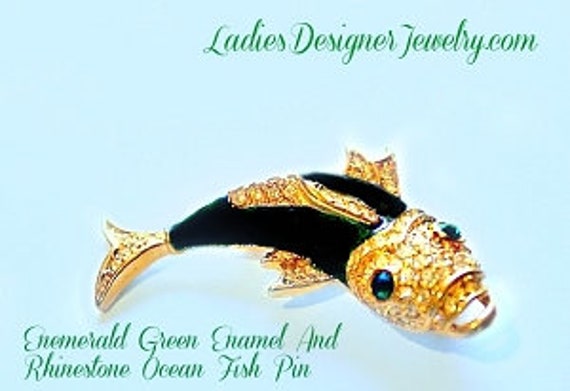 Vintage Designer Estate Jewelry Fish Pin Brooch, … - image 1
