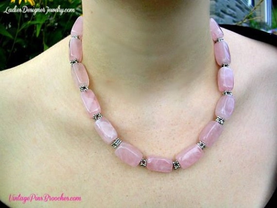 Collier Vintage Perles De Quartz Rose Naturel - Ancien, Semi-précieuses
