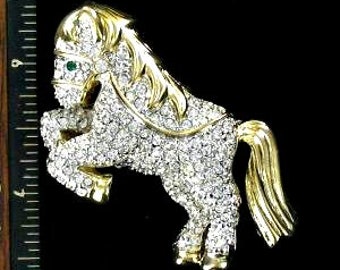 Vintage Horse Pony Equestrian Racing Pin Brooch, Women's Men Designer Rhinestone Equine Fashion Horse Estate Jewelry, VintagePinsBrooches