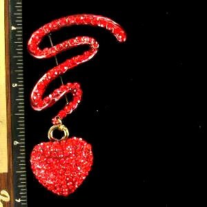 Vintage Rubin rot Strass baumelnd Herz Brosche Pin, Valentinstag Herzen Broschen Pins Schmuck, Pullover Kleid Mantel Jacke Hochzeit Pin