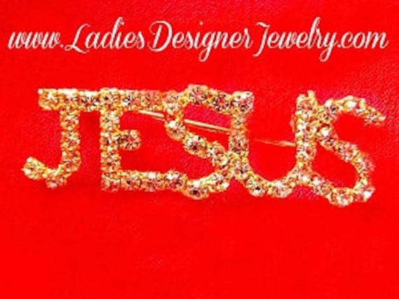 Ladies Vintage Designer Rhinestone Jesus Christia… - image 1